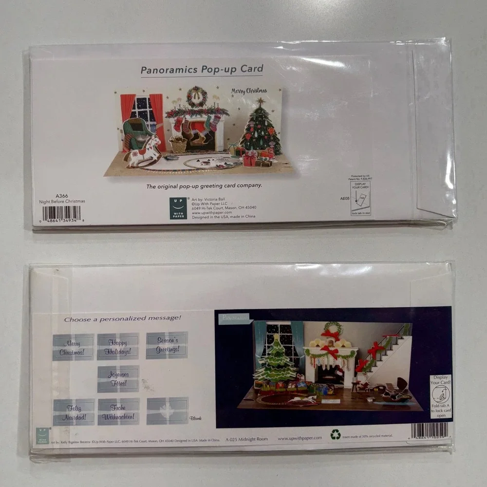 2 Panoramics Pop-Up Card Night Before‎ Christmas Decor Up With Paper